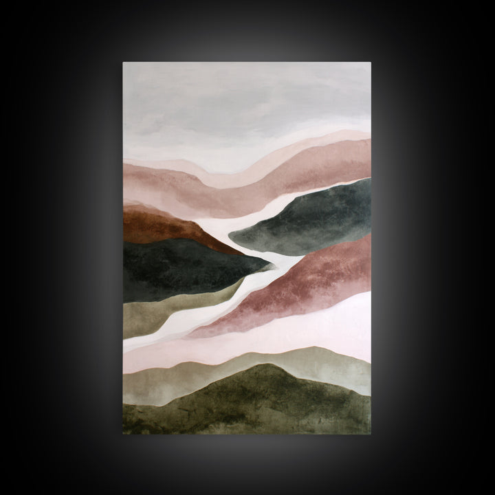 Charcoal Mountain Landscape Framed Canvas Print, Monochrome Art, Modern Wall Art, Living Room Decor, Mono, Statement Artwork, MON-2x3-84