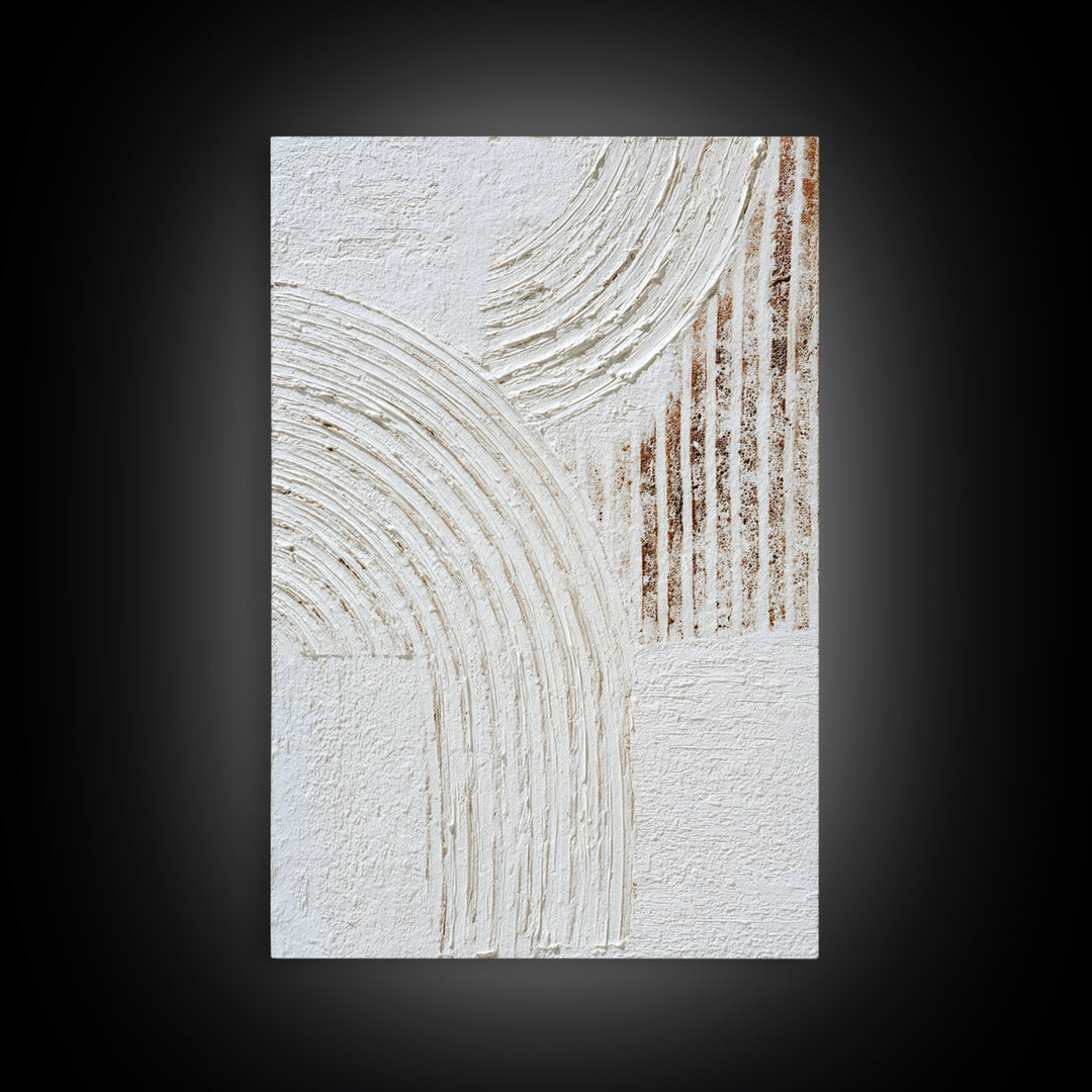Ivory White Plaster Texture Composition Framed Canvas Print, Monochrome Art, Textured Wall Art, Living Room Decor, Mono, MON-2x3-85