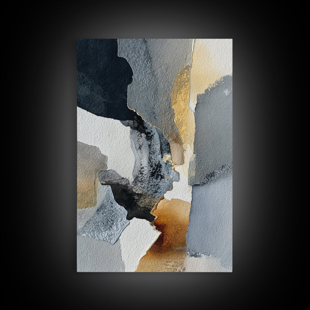 Black Ink Abstract Canvas Print, Monochrome Art, Digital Art, Living Room Decor, Fine Art, Mono, Dark Academia Decor, MON-2x3-86