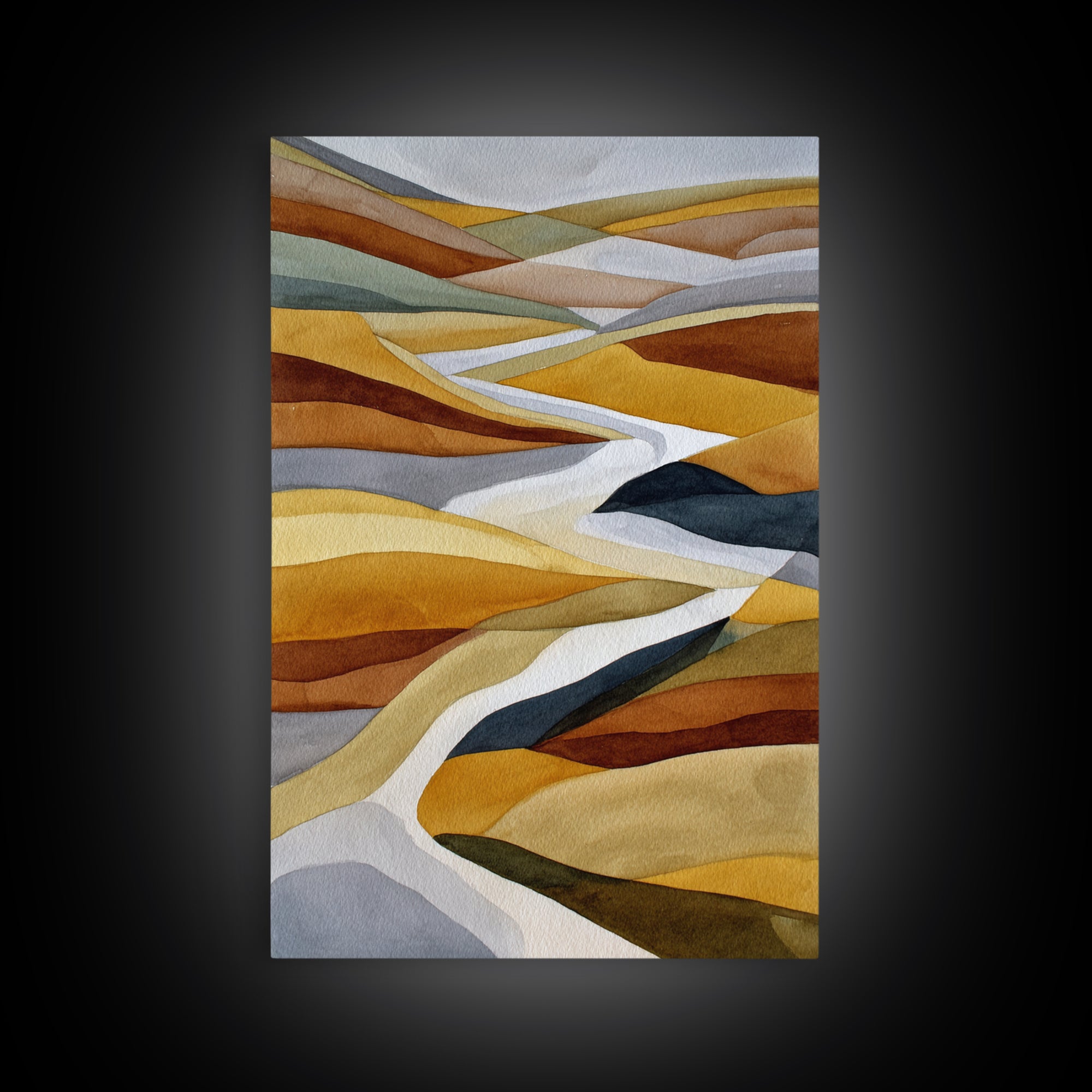 Warm Brown Desert Landscape Framed Canvas Print, Monochrome Art, Digital Print, Living Room Decor, Fine Art, Mono, Modern Art, MON-2x3-89