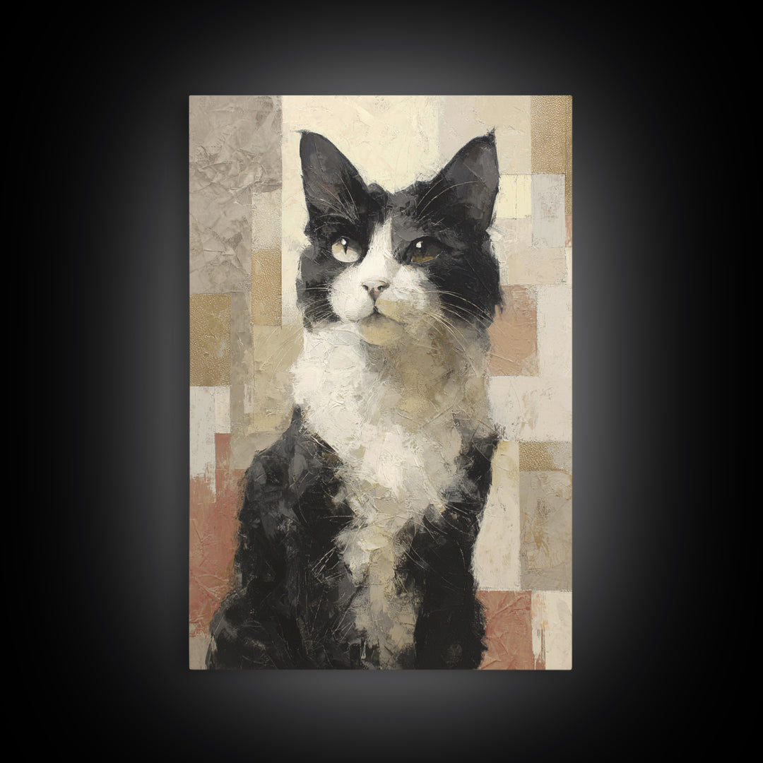 Monochrome Cat Portrait Canvas Print, Monochrome Art, Apartment Decor, Living Room Decor, Fine Art, Mono, Moody Wall Art, MON-2x3-91