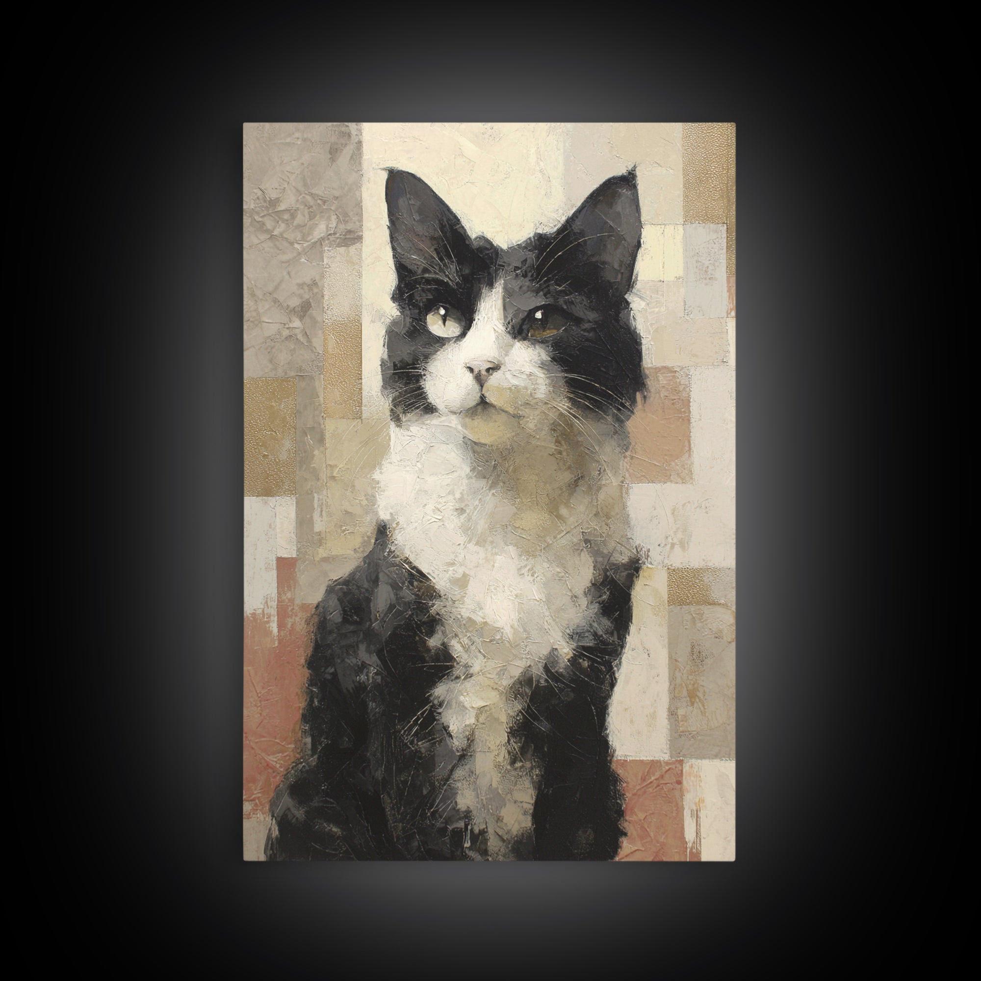 Monochrome Cat Portrait Canvas Print, Monochrome Art, Apartment Decor, Living Room Decor, Fine Art, Mono, Moody Wall Art, MON-2x3-91