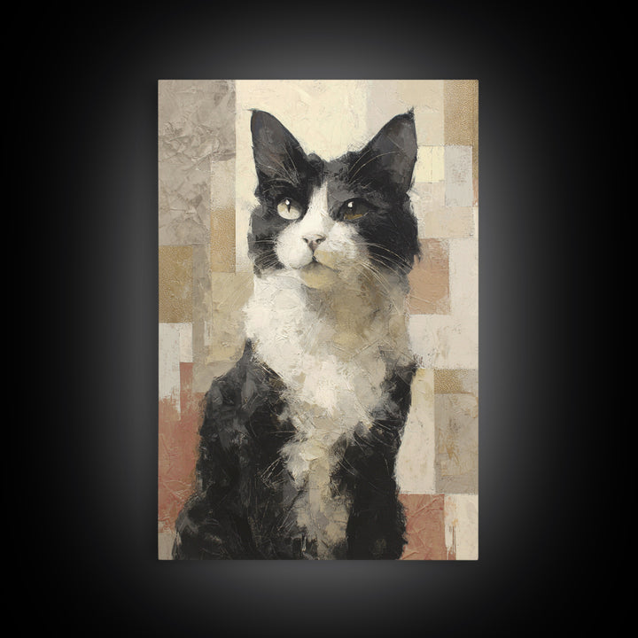 Monochrome Cat Portrait Canvas Print, Monochrome Art, Apartment Decor, Living Room Decor, Fine Art, Mono, Moody Wall Art, MON-2x3-91