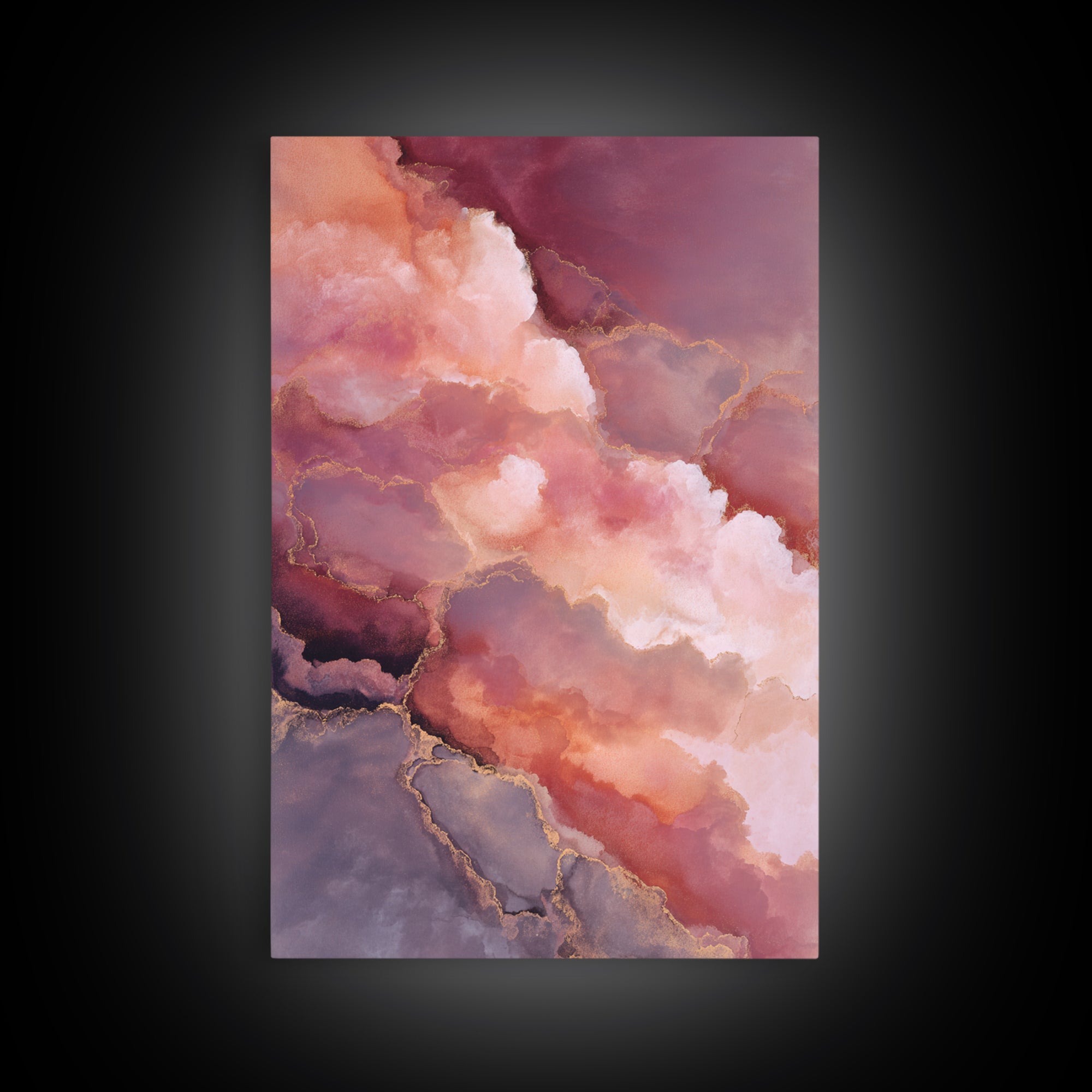 All Pink Cloudscape Framed Canvas Print, Monochrome Art, Gallery Decor, Living Room Decor, Abstract Art, Mono, Contemporary Art, MON-2x3-92