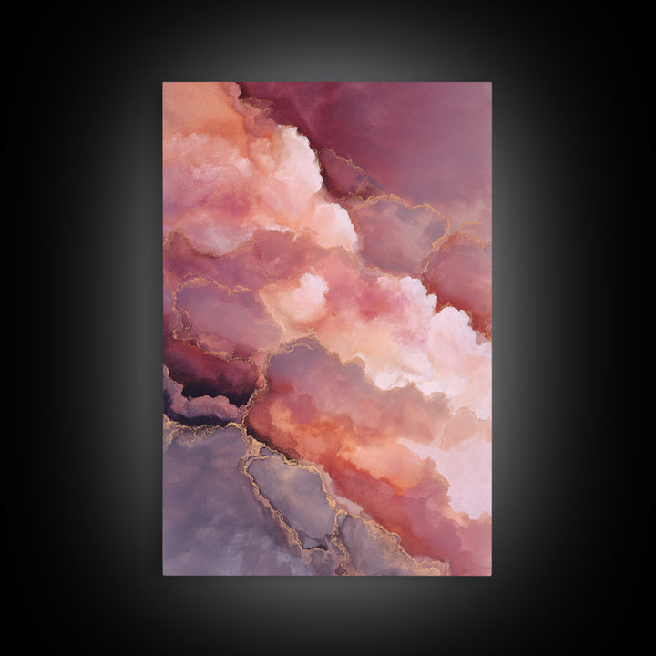 All Pink Cloudscape Framed Canvas Print, Monochrome Art, Gallery Decor, Living Room Decor, Abstract Art, Mono, Contemporary Art, MON-2x3-92