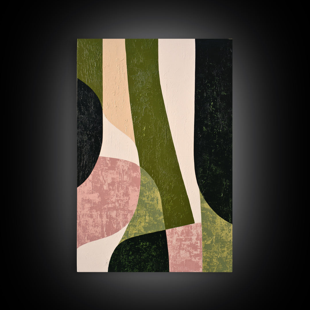 Deep Green Forest Silhouette Study Framed Canvas Print, Monochrome Art, Large Wall Art, Living Room Decor, Fine Art, Mono, MON-2x3-93
