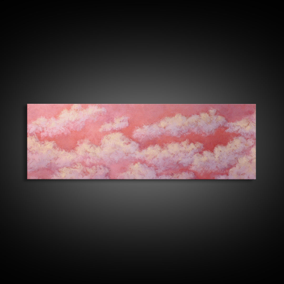 All Pink Cloudscape Canvas Print, Monochrome Art, Neutral Decor, Living Room Decor, Abstract Art, Mono, Home Decor, Poster, MON-3x1-100