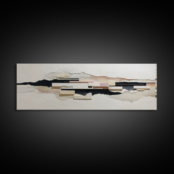 Cream on Cream Minimalist Forms Canvas Print, Monochrome Art, Moody Wall Art, Living Room Decor, Fine Art, Mono, MON-3x1-14