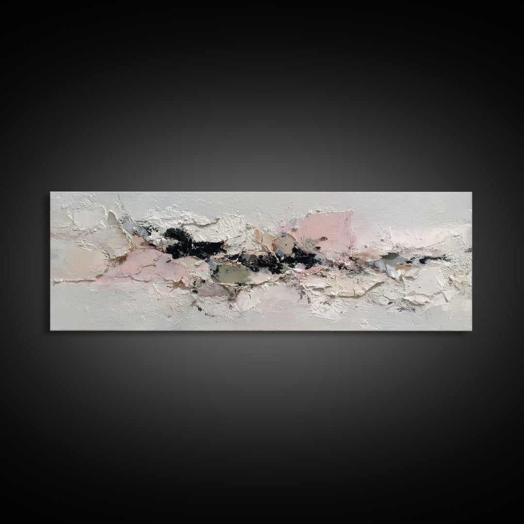 Ivory White Plaster Texture Composition Canvas Print, Monochrome Art, Living Room Decor, Fine Art, Mono, Gallery Decor, MON-3x1-21