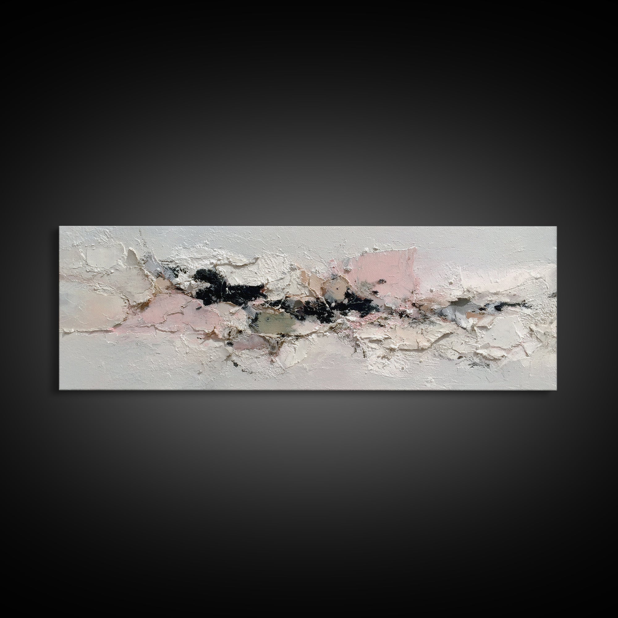 Ivory White Plaster Texture Composition Canvas Print, Monochrome Art, Living Room Decor, Fine Art, Mono, Gallery Decor, MON-3x1-21