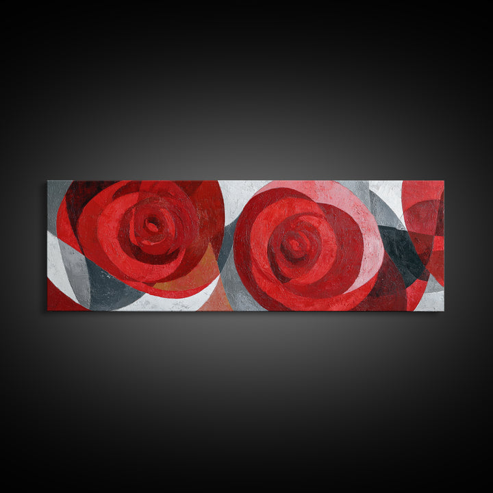 Single Red Rose Rendered Only Framed Canvas Print, Monochrome Art, Statement Artwork, Living Room Decor, Fine Art, Mono, MON-3x1-23