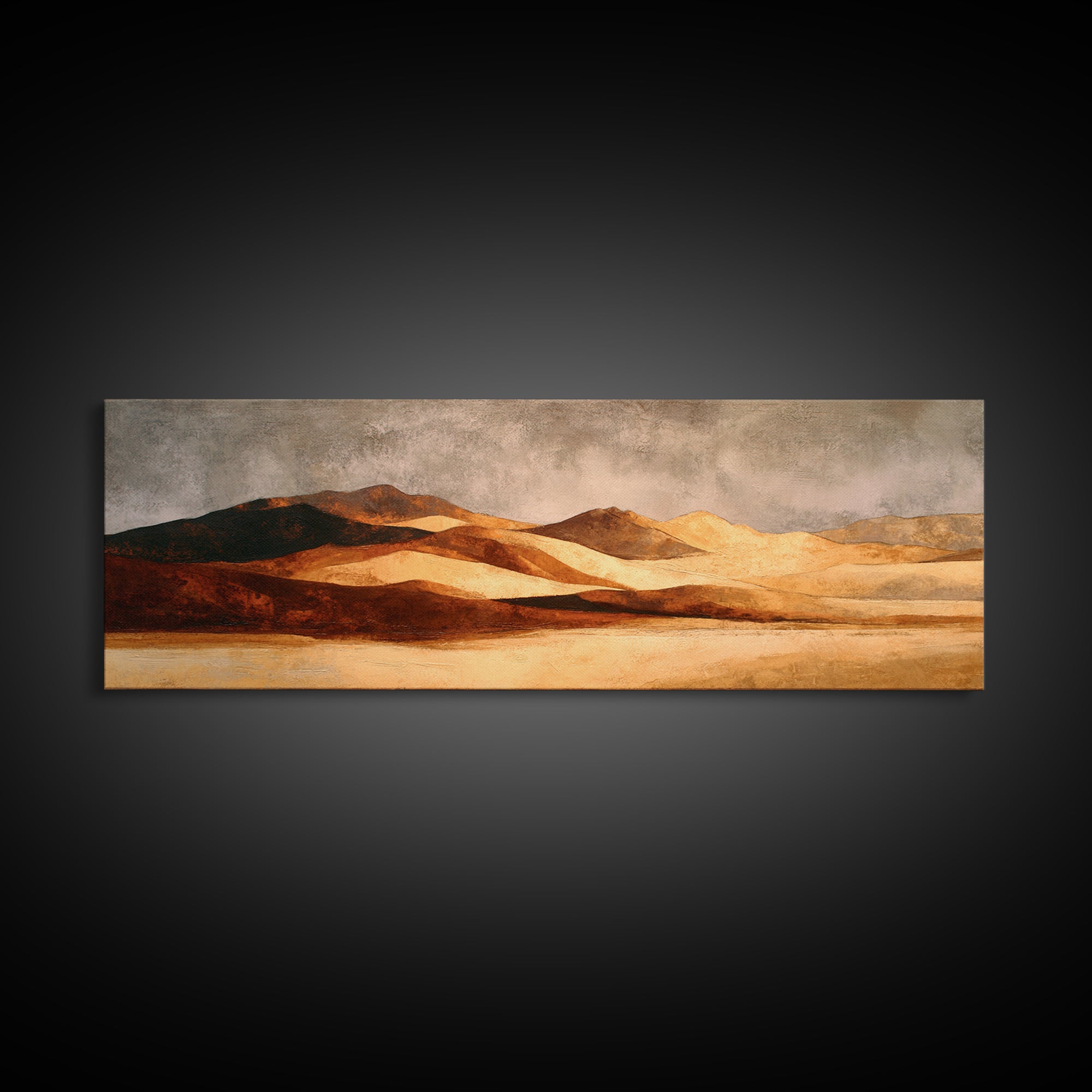 Warm Brown Desert Landscape Canvas Print, Monochrome Art, Dark Academia Decor, Living Room Decor, Fine Art, Mono, Wall Decor, MON-3x1-25