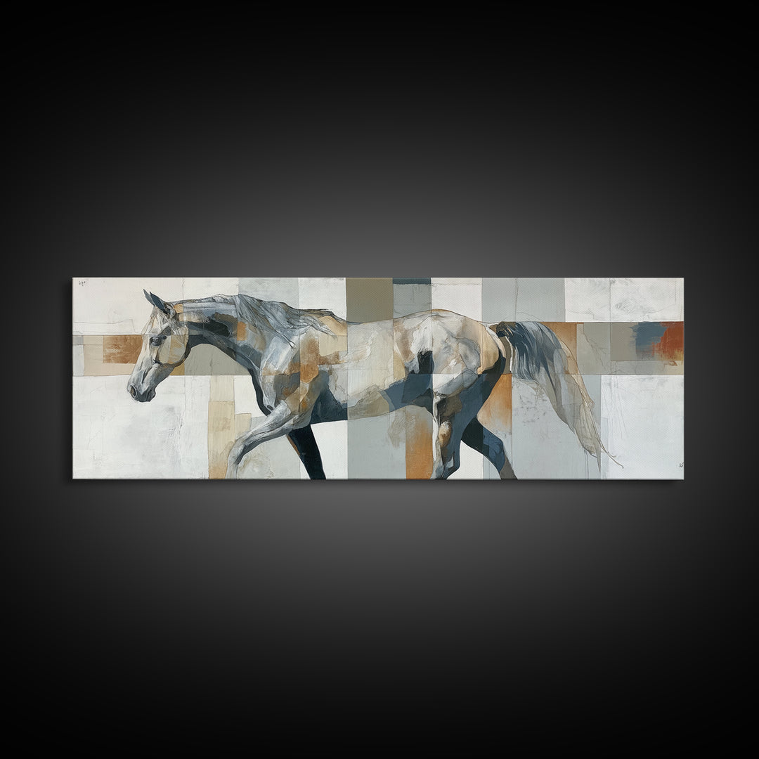 Sepia Horse Portrait Canvas Print, Monochrome Art, Textured Wall Art, Living Room Decor, Oil Painting, Mono, Wallpaper Mural, MON-3x1-42