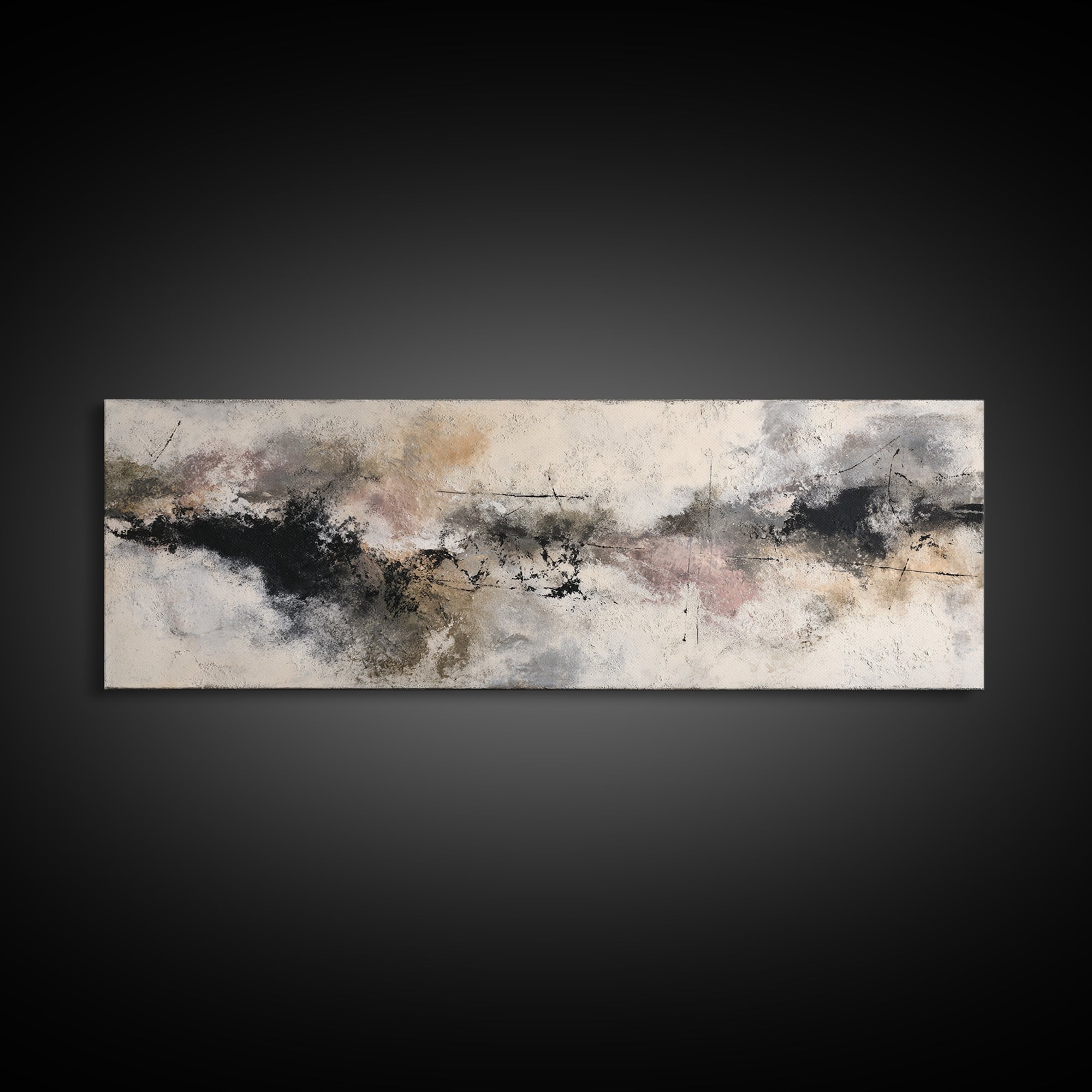 Black Ink Abstract Canvas Print, Monochrome Art, Living Room Decor, Abstract Art, Mono, Modern Art, Moody Wall Art, MON-3x1-46