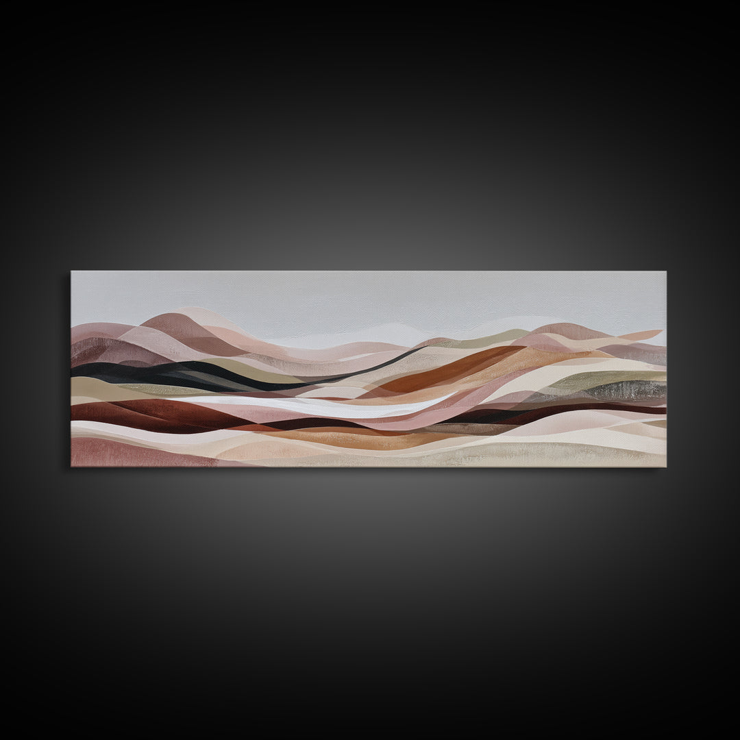Warm Brown Desert Landscape Canvas Print, Monochrome Art, Dark Academia Decor, Living Room Decor, Fine Art, Mono, Wall Decor, MON-3x1-49
