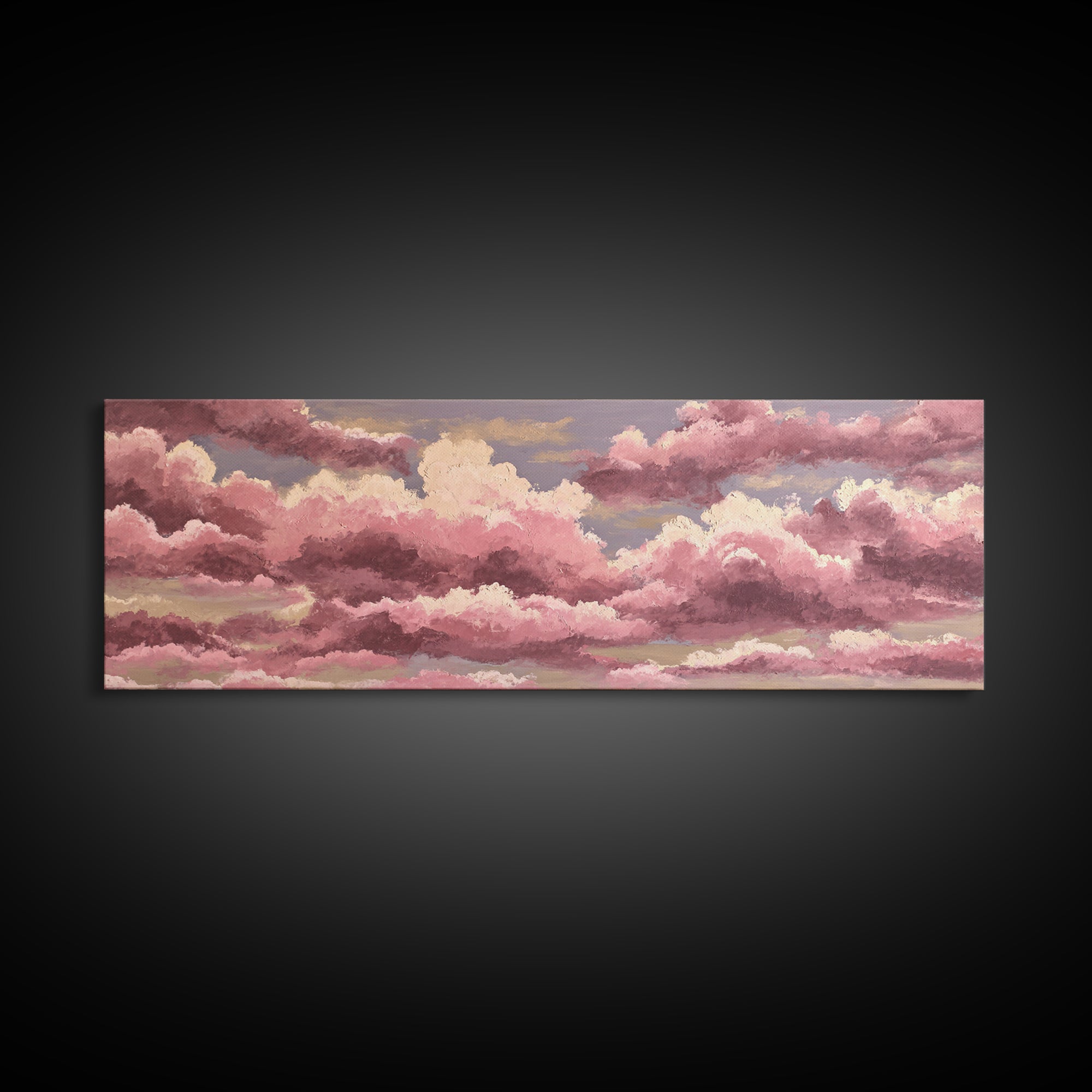 All Pink Cloudscape Framed Canvas Print, Monochrome Art, Room Decor, Living Room Decor, Abstract Art, Mono, Mid Century Modern, MON-3x1-52