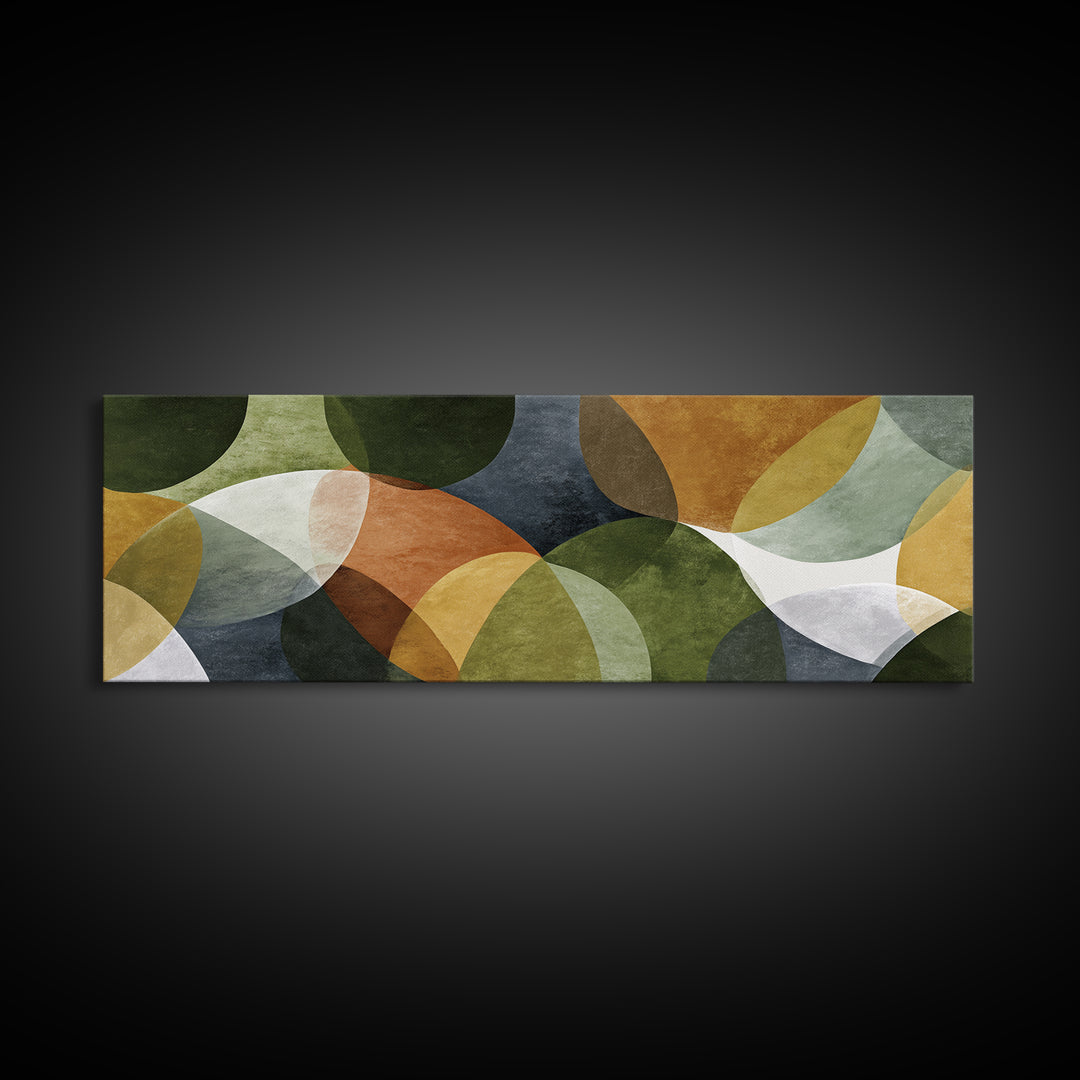 Olive Green Abstract Leaf Pattern Framed Canvas Print, Monochrome Art, Statement Artwork, Living Room Decor, Oil Painting, Mono, MON-3x1-60