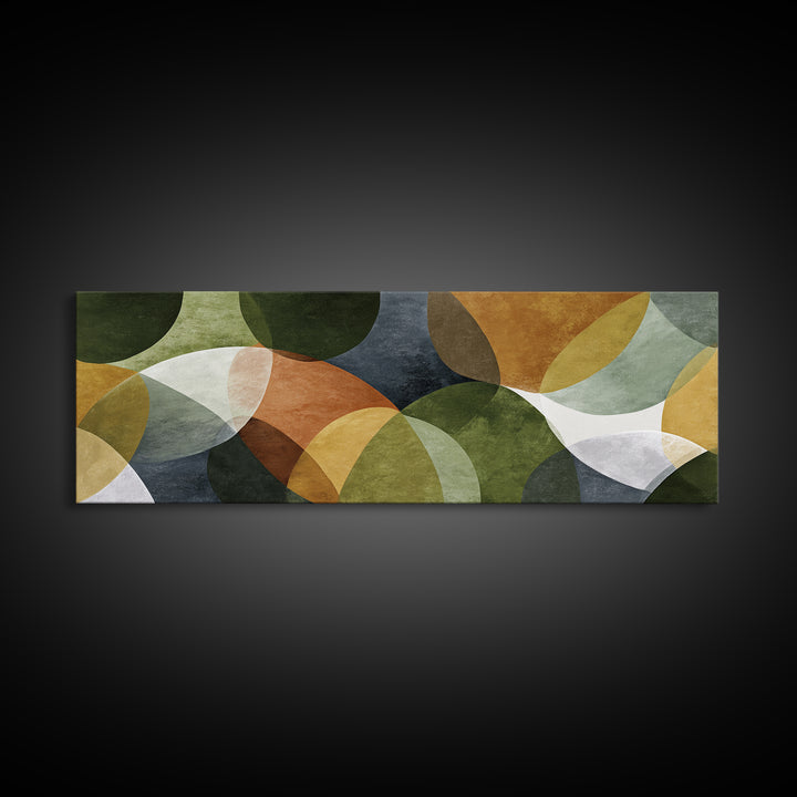 Olive Green Abstract Leaf Pattern Framed Canvas Print, Monochrome Art, Statement Artwork, Living Room Decor, Oil Painting, Mono, MON-3x1-60
