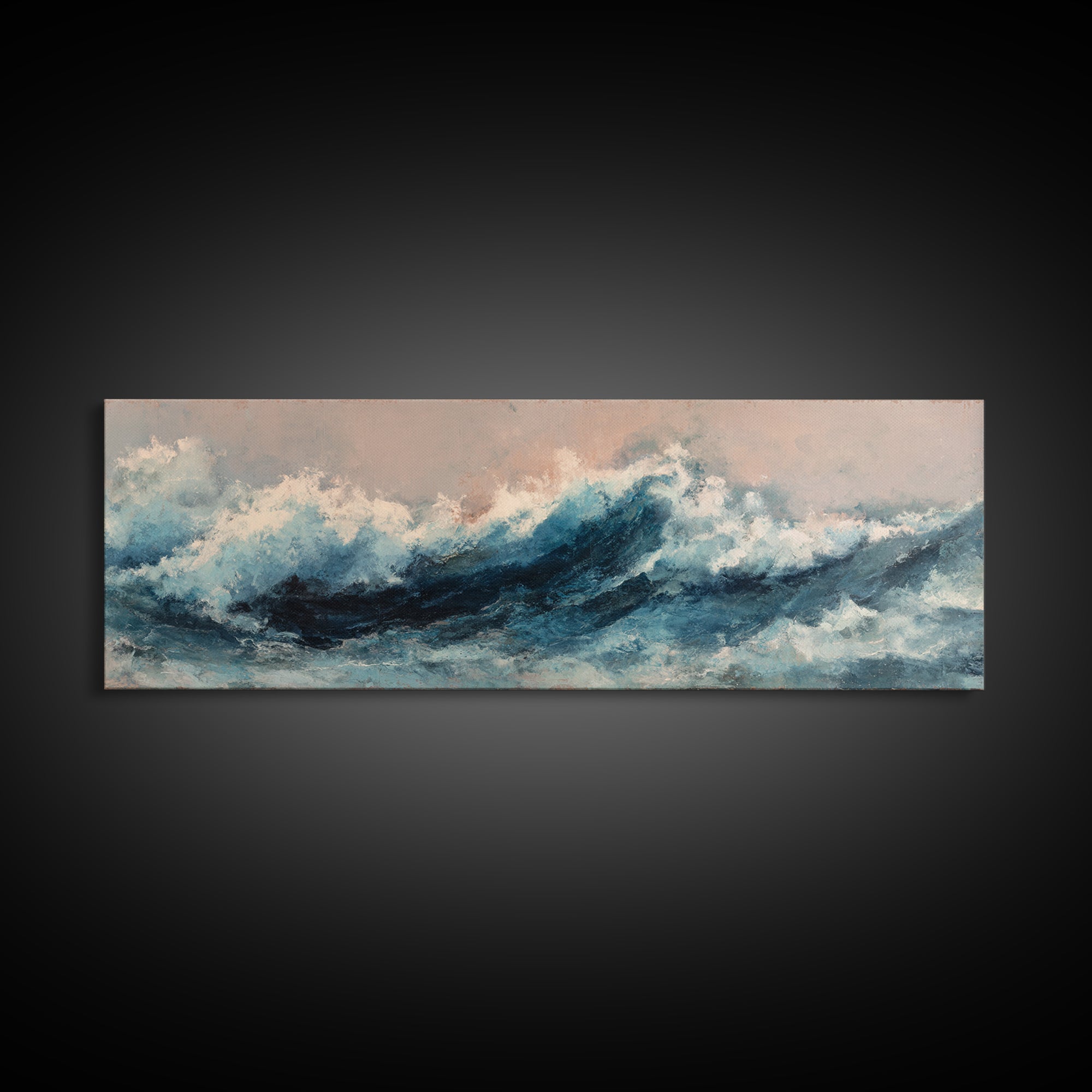 All Blue Ocean Abstraction Canvas Print, Monochrome Art, Modern Wall Art, Living Room Decor, Watercolor Art, Mono, MON-3x1-65