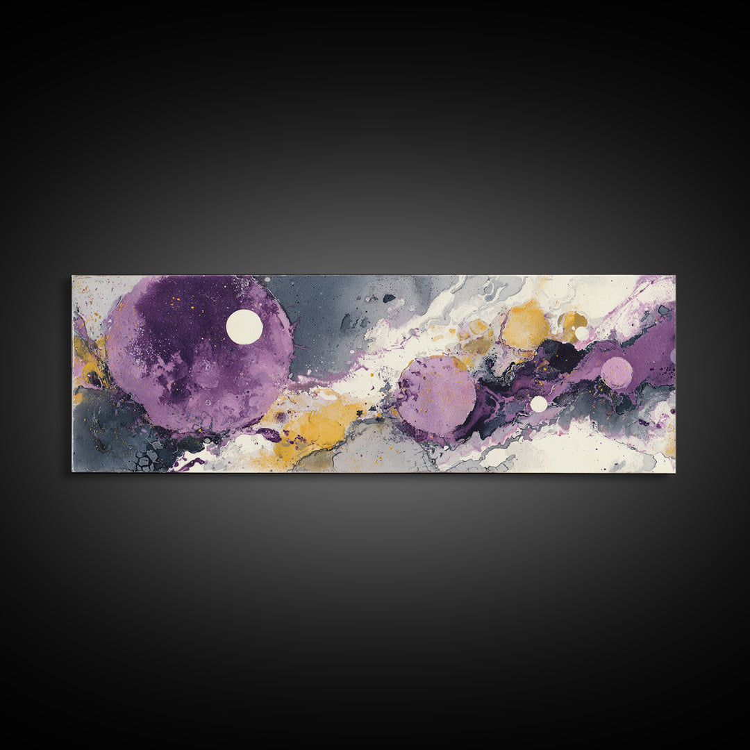 Purple Night Sky Framed Canvas Print, Monochrome Art, Wall Decor, Living Room Decor, Fine Art, Mono, Wall Art, Home Decor, MON-3x1-7