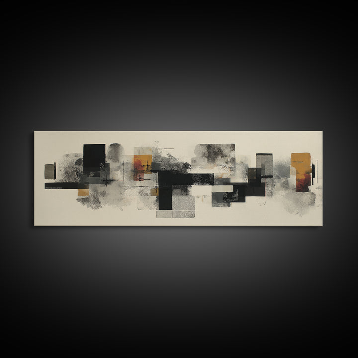 Black Ink Abstract Canvas Print, Monochrome Art, Luxury Decor, Living Room Decor, Abstract Art, Mono, Printable Wall Art, MON-3x1-70