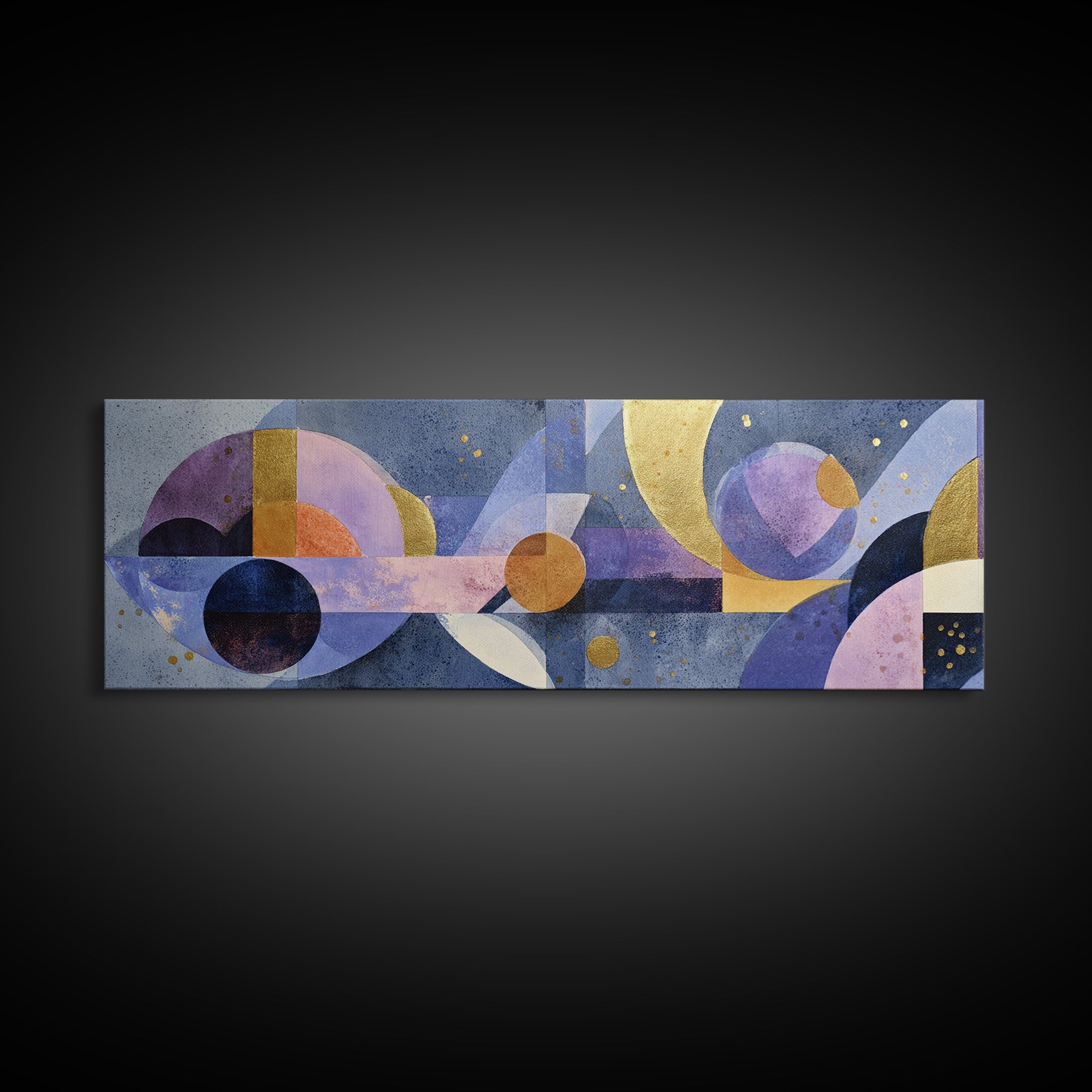 Purple Night Sky Framed Canvas Print, Monochrome Art, Large Wall Art, Living Room Decor, Oil Painting, Mono, Modern Wall Art, MON-3x1-79