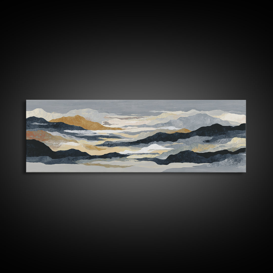 Charcoal Mountain Landscape Canvas Print, Monochrome Art, Art Print, Living Room Decor, Fine Art, Mono, Printable Art, MON-3x1-92