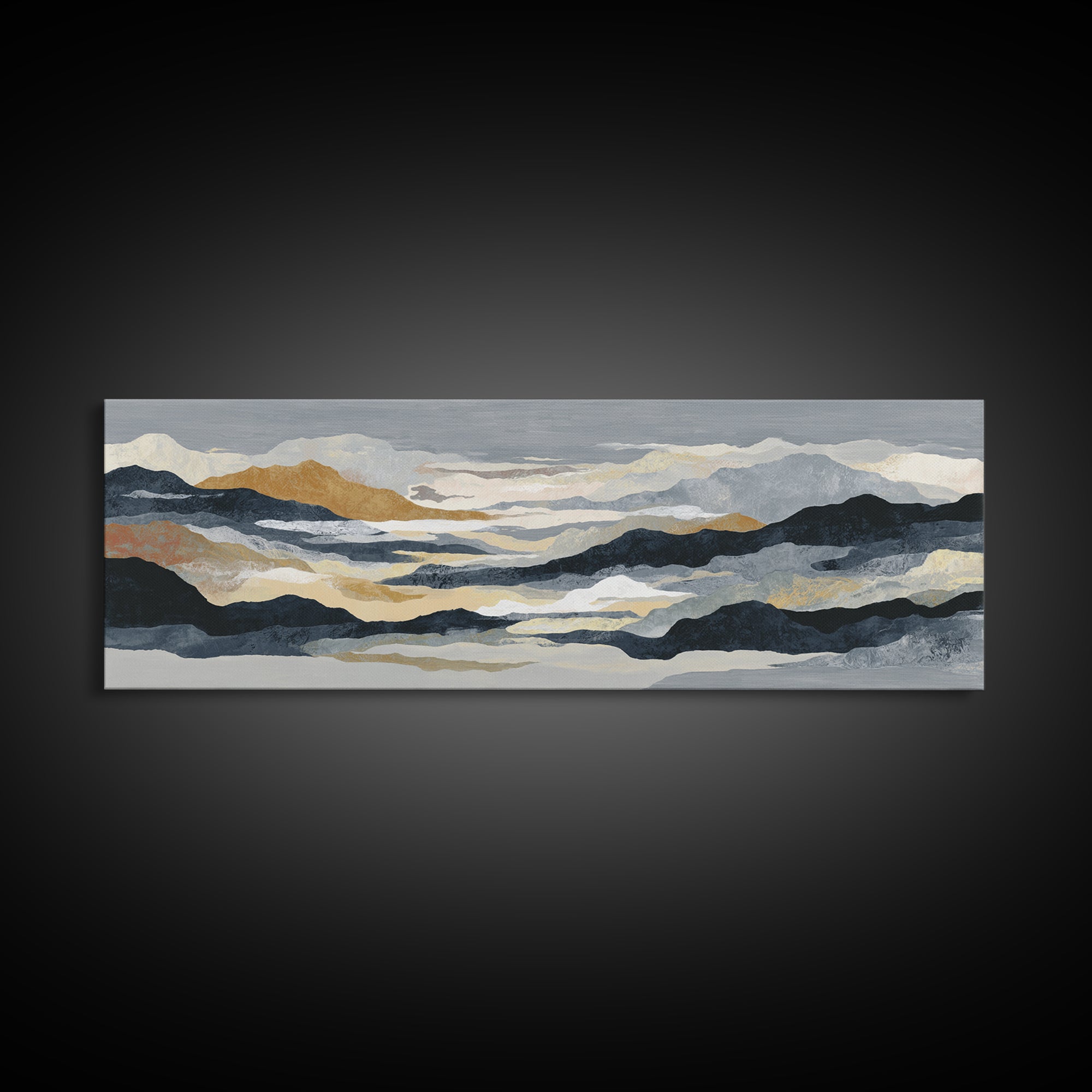 Charcoal Mountain Landscape Canvas Print, Monochrome Art, Art Print, Living Room Decor, Fine Art, Mono, Printable Art, MON-3x1-92