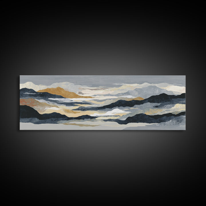 Charcoal Mountain Landscape Canvas Print, Monochrome Art, Art Print, Living Room Decor, Fine Art, Mono, Printable Art, MON-3x1-92