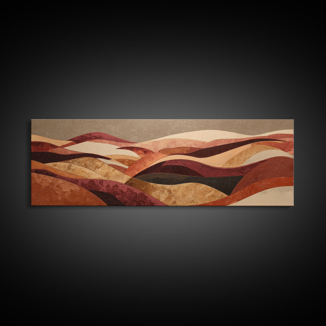 Warm Brown Desert Landscape Canvas Print, Monochrome Art, Gallery Decor, Living Room Decor, Fine Art, Mono, Contemporary Art, MON-3x1-97