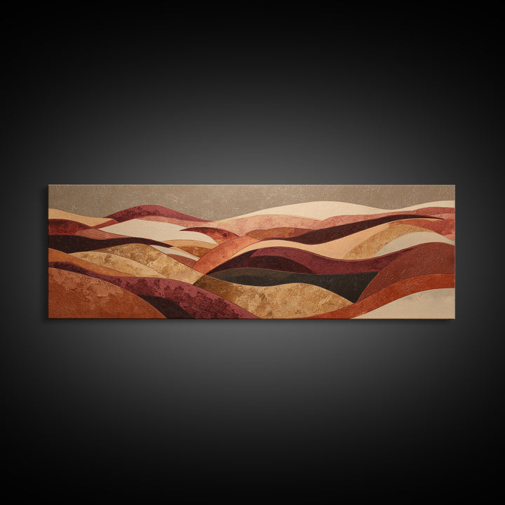Warm Brown Desert Landscape Canvas Print, Monochrome Art, Gallery Decor, Living Room Decor, Fine Art, Mono, Contemporary Art, MON-3x1-97