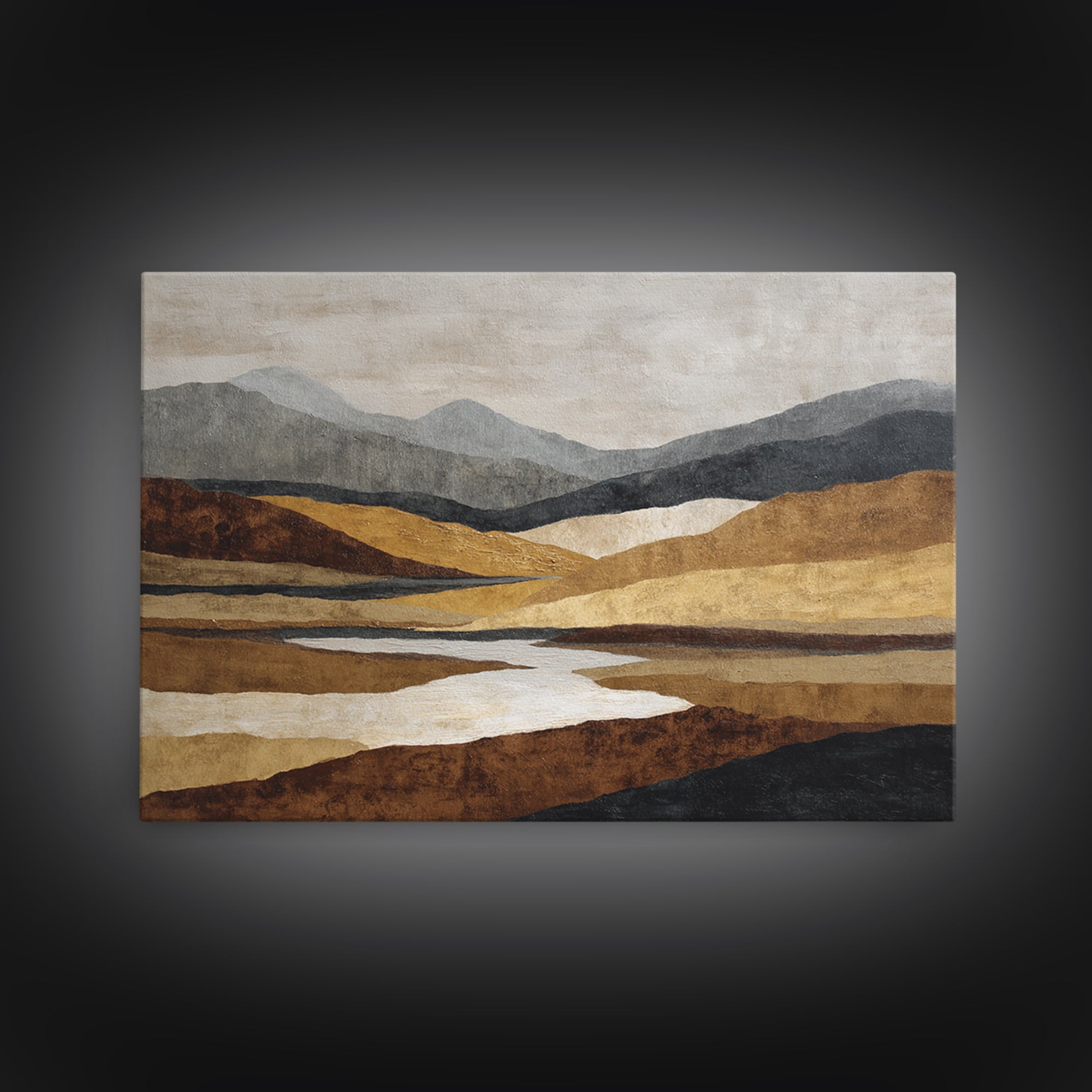 Warm Brown Desert Landscape Framed Canvas Print, Monochrome Art, Digital Print, Living Room Decor, Fine Art, Mono, Modern Art, MON-3x2-13