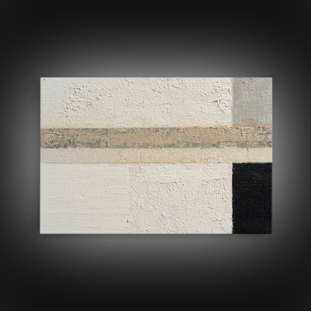 Cream on Cream Minimalist Forms Framed Canvas Print, Monochrome Art, Art Prints, Living Room Decor, Mono, Apartment Decor, MON-3x2-2
