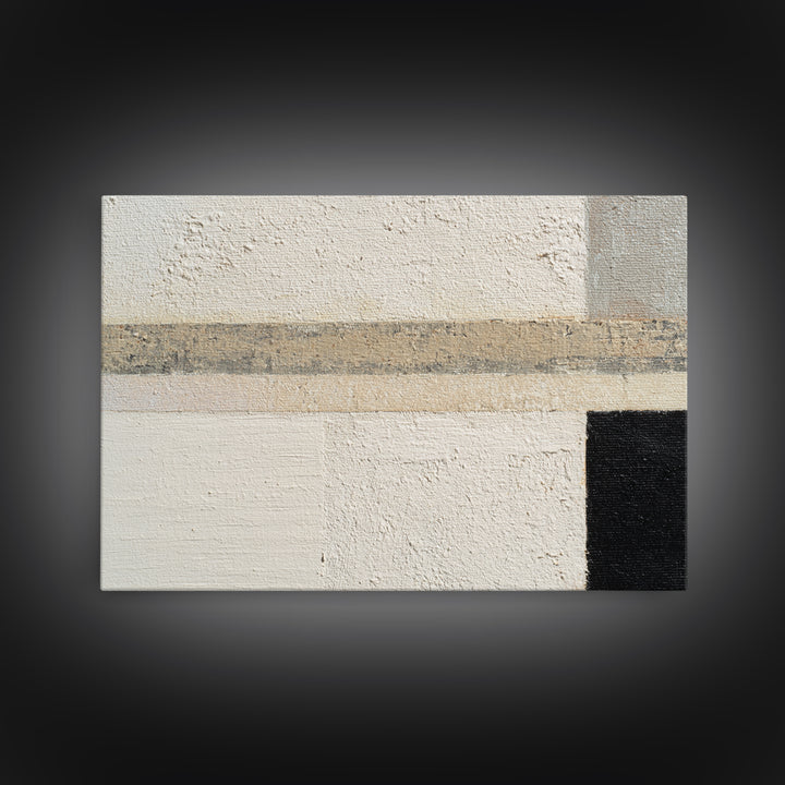 Cream on Cream Minimalist Forms Framed Canvas Print, Monochrome Art, Art Prints, Living Room Decor, Mono, Apartment Decor, MON-3x2-2