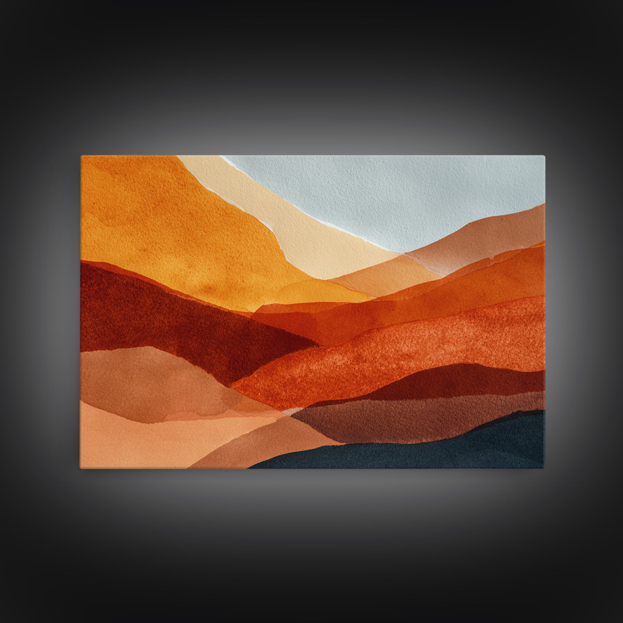 Burnt Orange Canyon Abstraction Framed Canvas Print, Monochrome Art, Textured Wall Art, Living Room Decor, Fine Art, Mono, MON-3x2-20