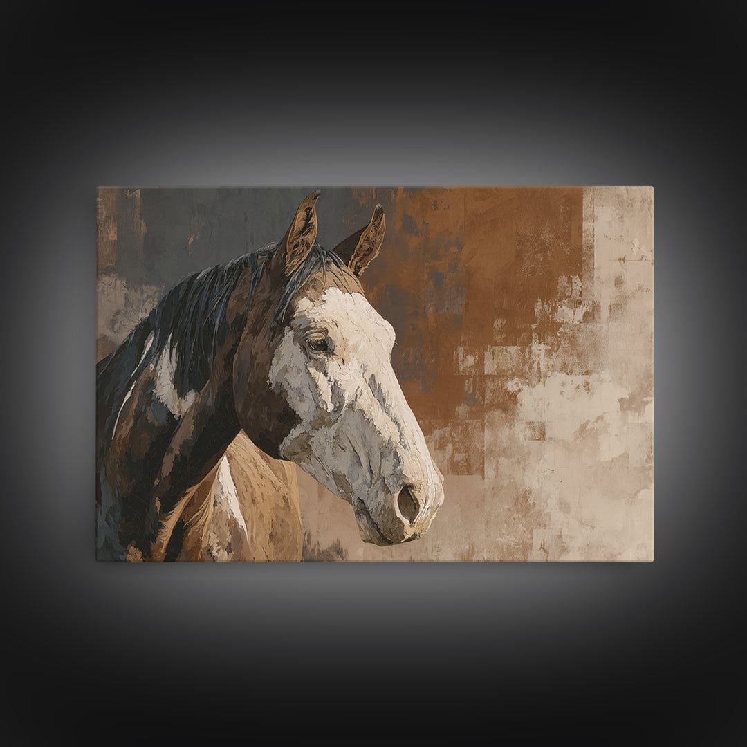 Sepia Horse Portrait Canvas Print, Monochrome Art, Apartment Decor, Living Room Decor, Fine Art, Mono, Moody Wall Art, MON-3x2-30