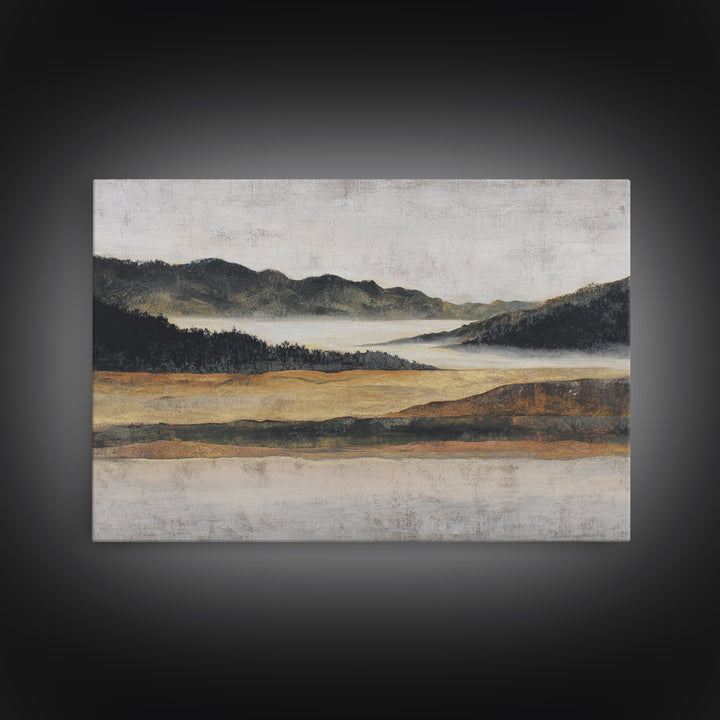 Charcoal Mountain Landscape Canvas Print, Monochrome Art, Printable Art, Living Room Decor, Oil Painting, Mono, MON-3x2-32