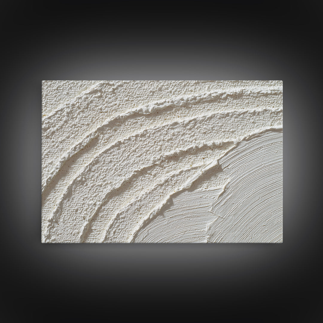 Ivory White Plaster Texture Composition Canvas Print, Monochrome Art, Boho Wall Art, Living Room Decor, Fine Art, Mono, MON-3x2-33