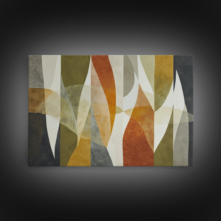 Olive Green Abstract Leaf Pattern Canvas Print, Monochrome Art, Dopamine Decor, Living Room Decor, Fine Art, Mono, Modern Decor, MON-3x2-48