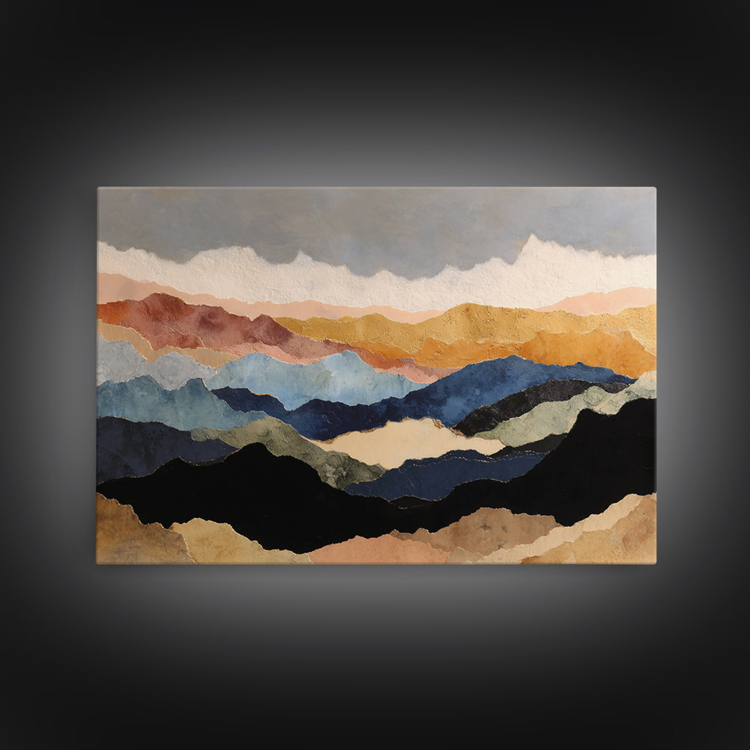 Blue Mountain Ridge Layers Canvas Print, Monochrome Art, Apartment Decor, Living Room Decor, Fine Art, Mono, Moody Wall Art, MON-3x2-52
