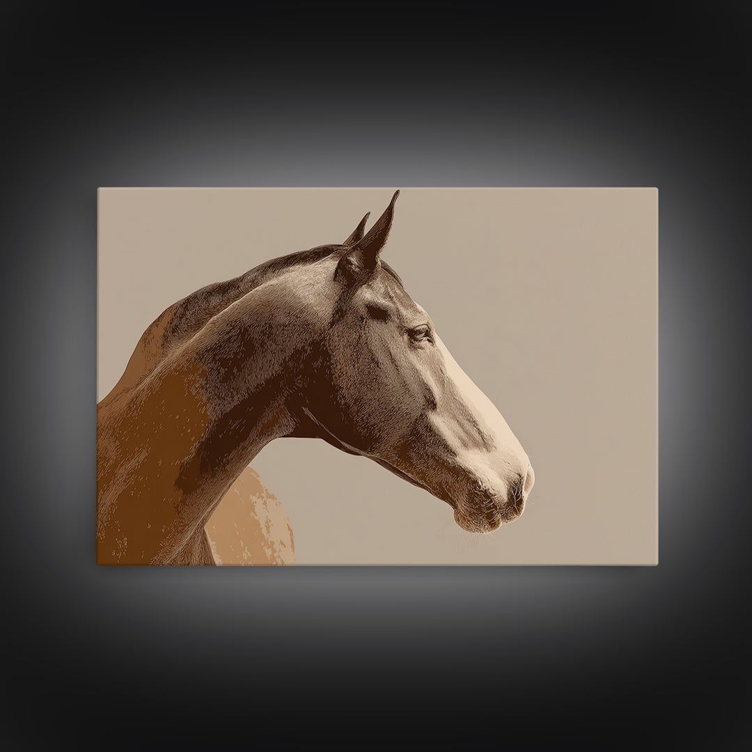 Sepia Horse Portrait Framed Canvas Print, Monochrome Art, Large Wall Art, Living Room Decor, Fine Art, Mono, Modern Wall Art, MON-3x2-6