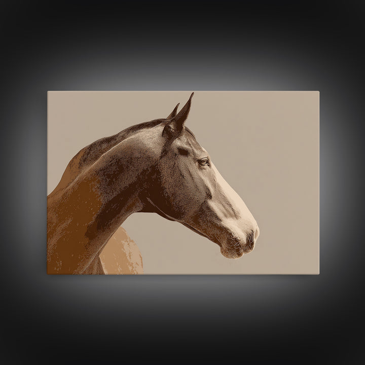 Sepia Horse Portrait Framed Canvas Print, Monochrome Art, Large Wall Art, Living Room Decor, Fine Art, Mono, Modern Wall Art, MON-3x2-6
