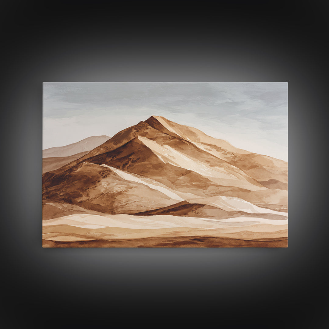 Warm Brown Desert Landscape Canvas Print, Monochrome Art, Dopamine Decor, Living Room Decor, Fine Art, Mono, Modern Decor, MON-3x2-61