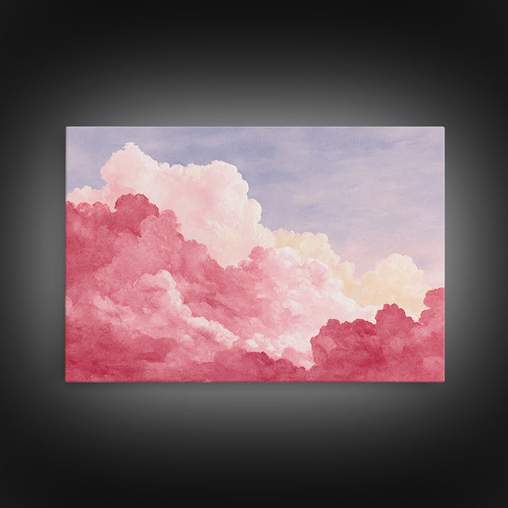 All Pink Cloudscape Framed Canvas Print, Monochrome Art, Gallery Decor, Living Room Decor, Abstract Art, Mono, Contemporary Art, MON-3x2-64