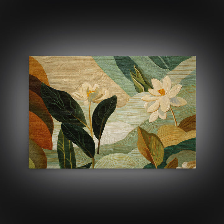 Green Botanical Study Framed Canvas Print, Monochrome Art, Home Decor, Living Room Decor, Fine Art, Mono, Bedroom Decor, MON-3x2-7