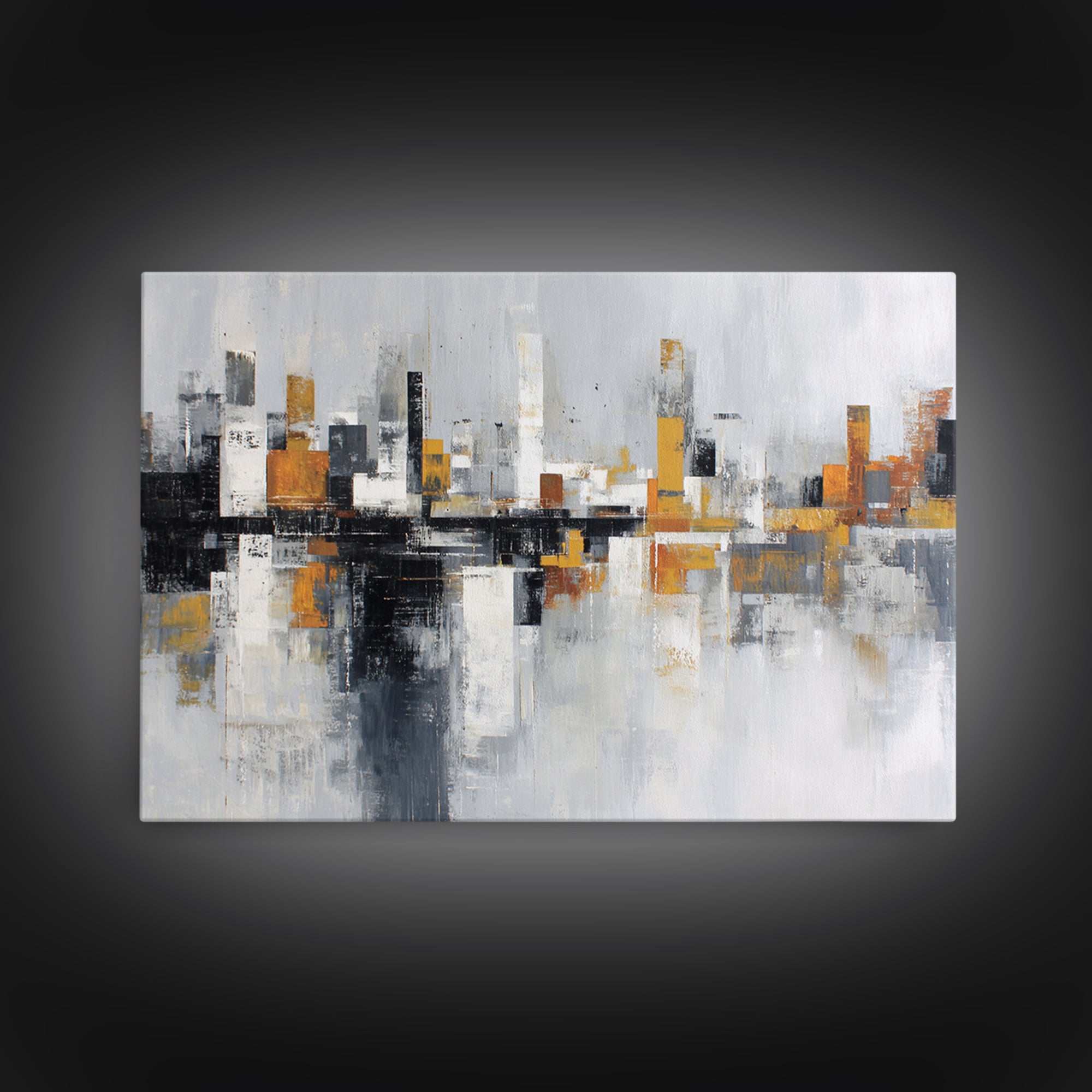 Black and White City Reflection Canvas Print, Monochrome Art, Bird Art, Living Room Decor, Fine Art, Mono, Boho Decor, MON-3x2-73