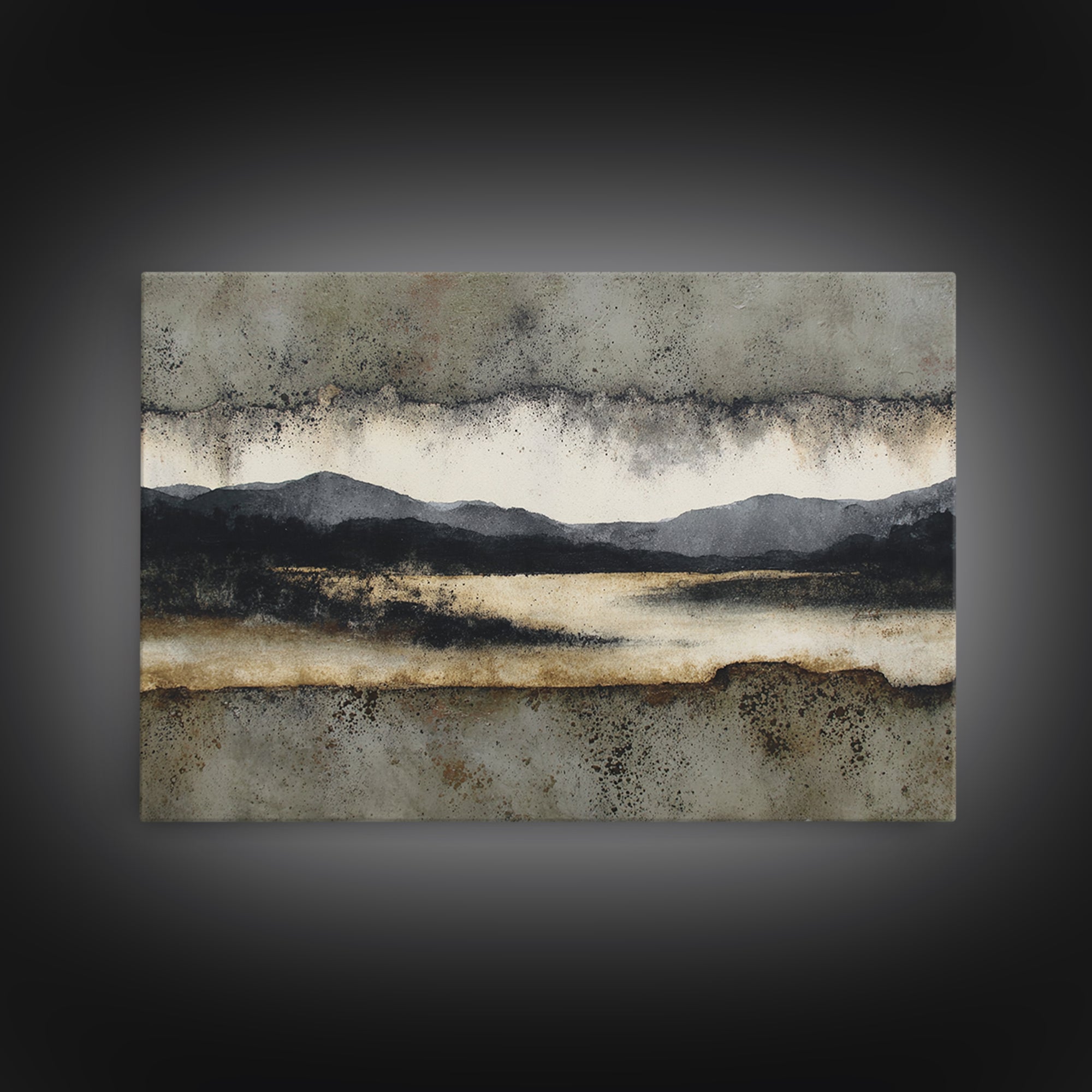 Black Ink Abstract Framed Canvas Print, Monochrome Art, Modern Wall Art, Living Room Decor, Abstract Art, Mono, MON-3x2-82