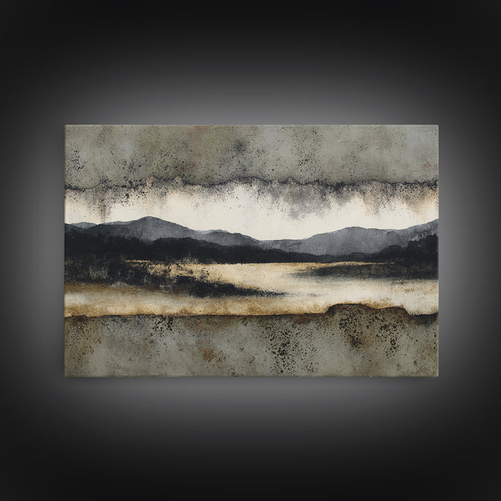 Black Ink Abstract Framed Canvas Print, Monochrome Art, Modern Wall Art, Living Room Decor, Abstract Art, Mono, MON-3x2-82