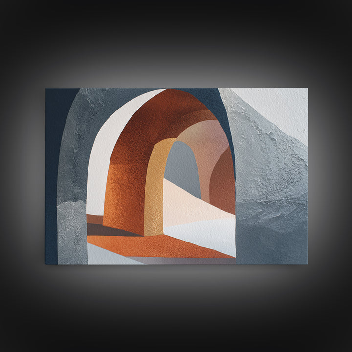 Gray Architectural Arch and Shadow Study Framed Canvas Print, Monochrome Art, Living Room Decor, Fine Art, Mono, Gallery Decor, MON-3x2-86