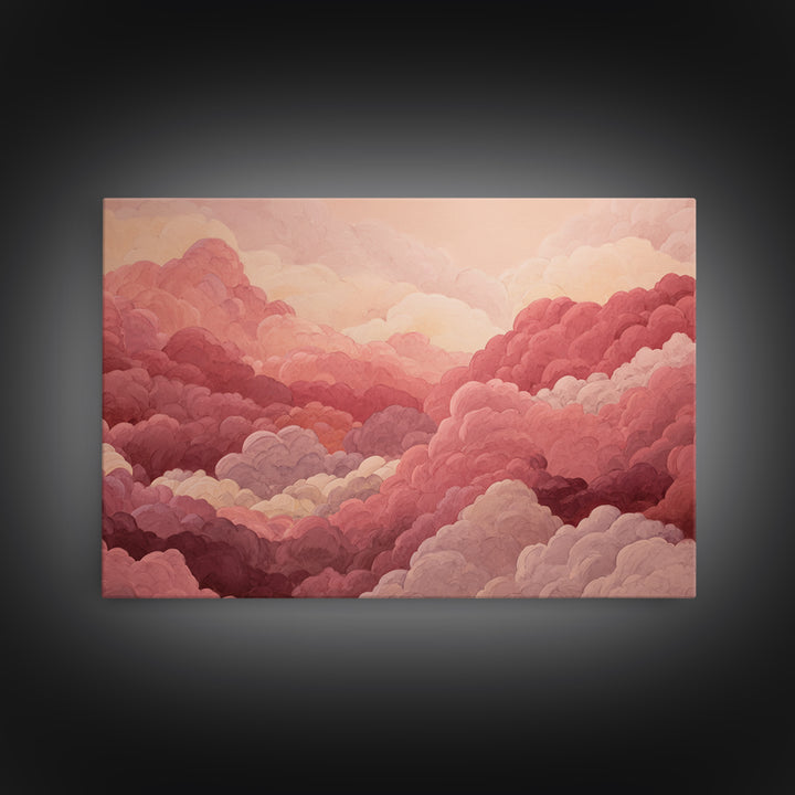 All Pink Cloudscape Canvas Print, Monochrome Art, Boho Decor, Living Room Decor, Fine Art, Mono, Art Print, Digital Art, MON-3x2-88